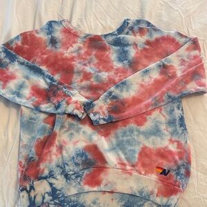 Aviator Nation Red and Blue Tie-Dye Sweatshirt